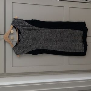 LOFT Black and Beige Textured Mini Dress